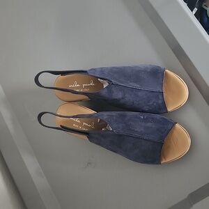 Mila Paoli blue Suede Slingback sandal Made in Italy Sz 9